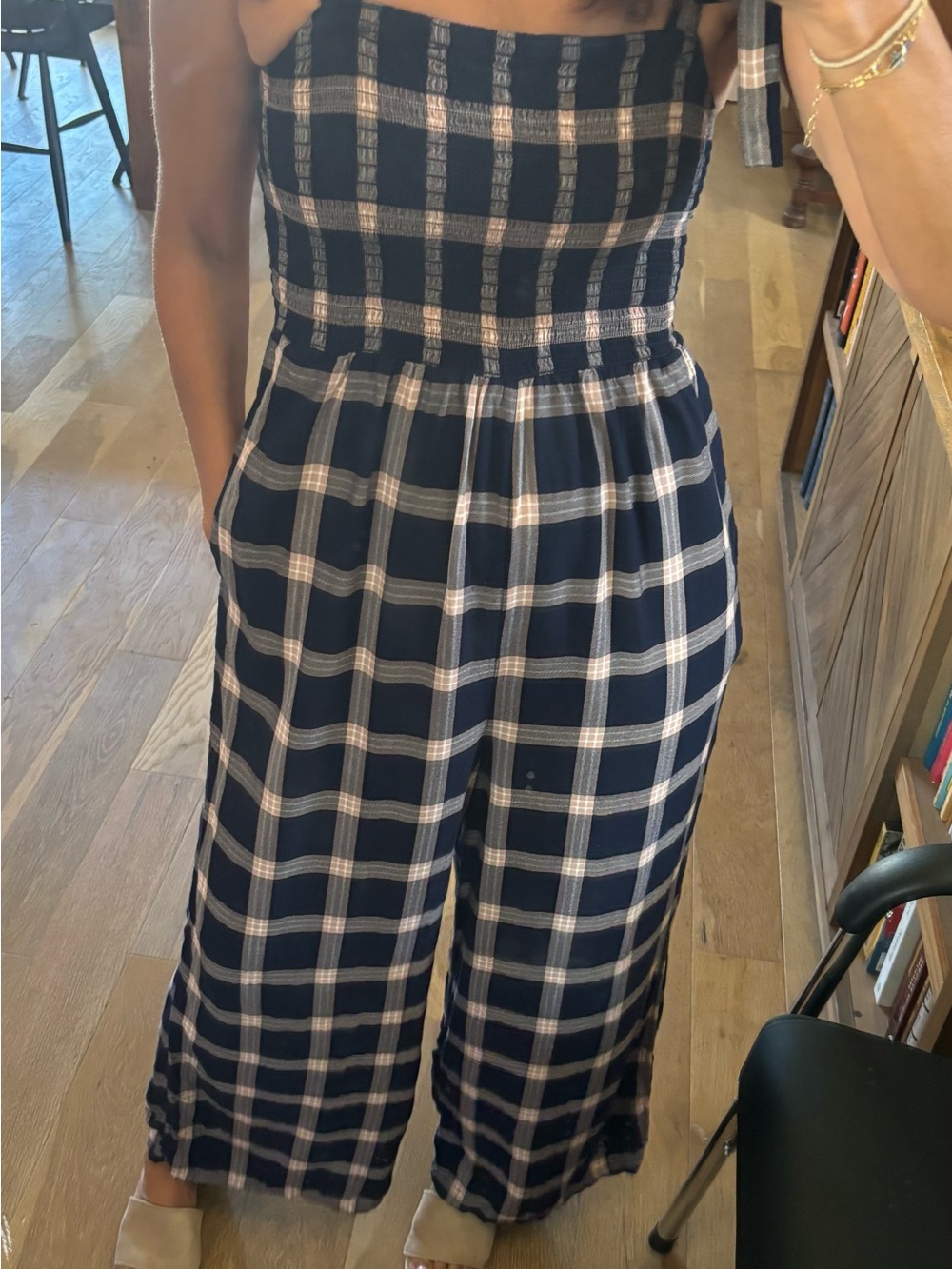 American Eagle Outfitters Plaid Smocked Jumpsuit - Picture 4 of 4